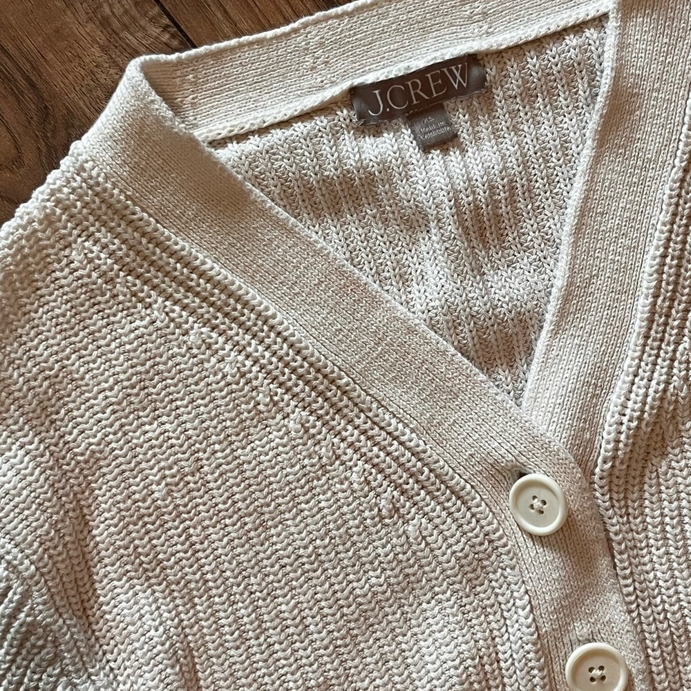 J.Crew Cream Knit V-Neck Button Cardigan